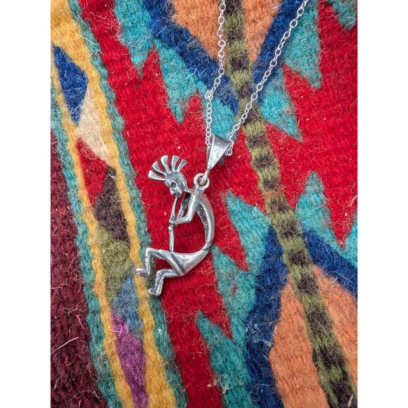 Vintage Kokopelli Sterling Silver Necklace, Southwestern Jewelry - Picture 1 of 10